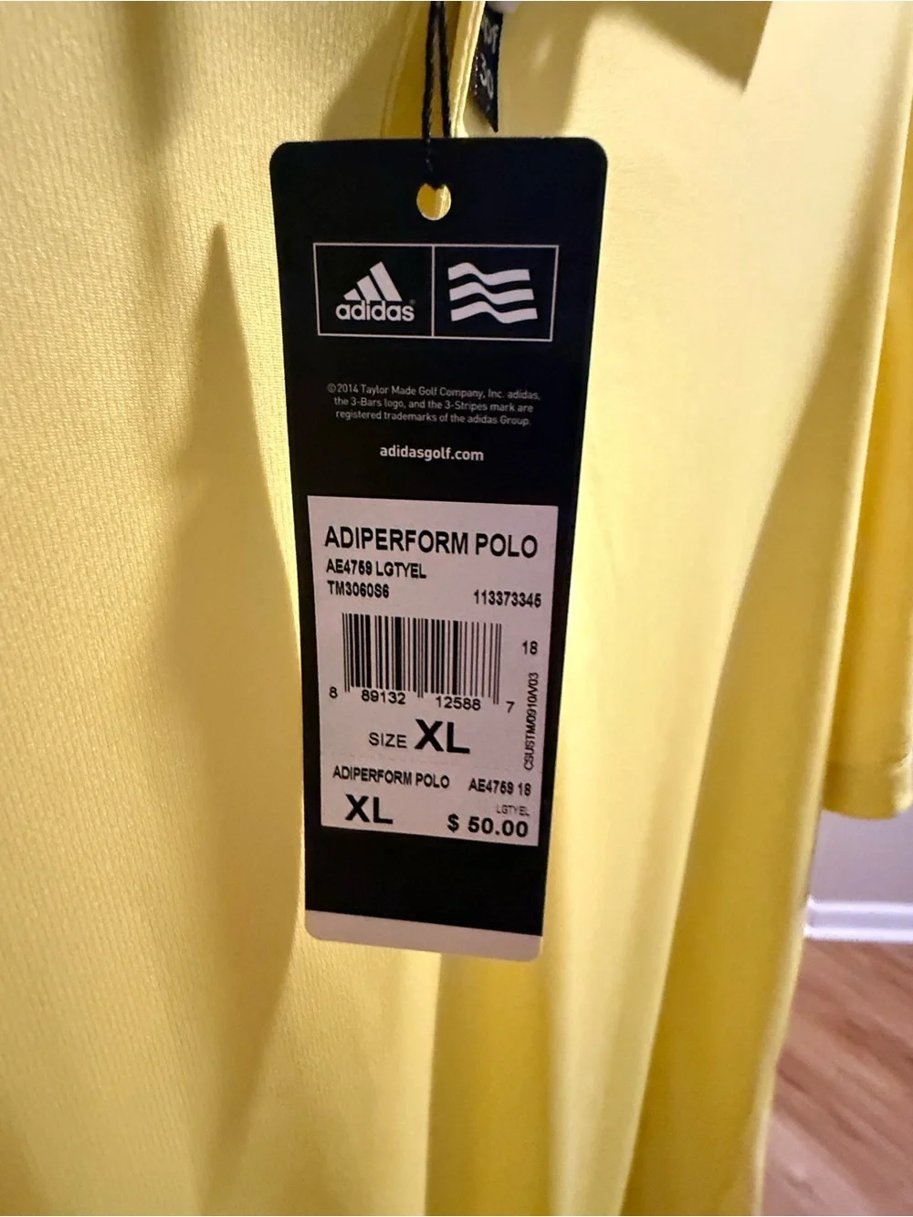 adidas Men’s Light Yellow Polo Shirt with Sleeve Logo